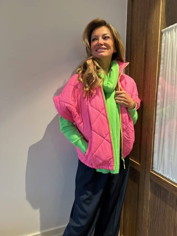 IVY - Body Warmer BESTSELLER - Pink with Neon Green Zipper - Image 2
