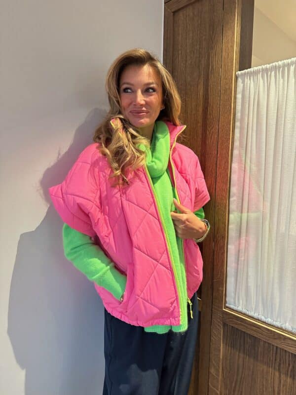 IVY - Body Warmer BESTSELLER - Pink with Neon Green Zipper