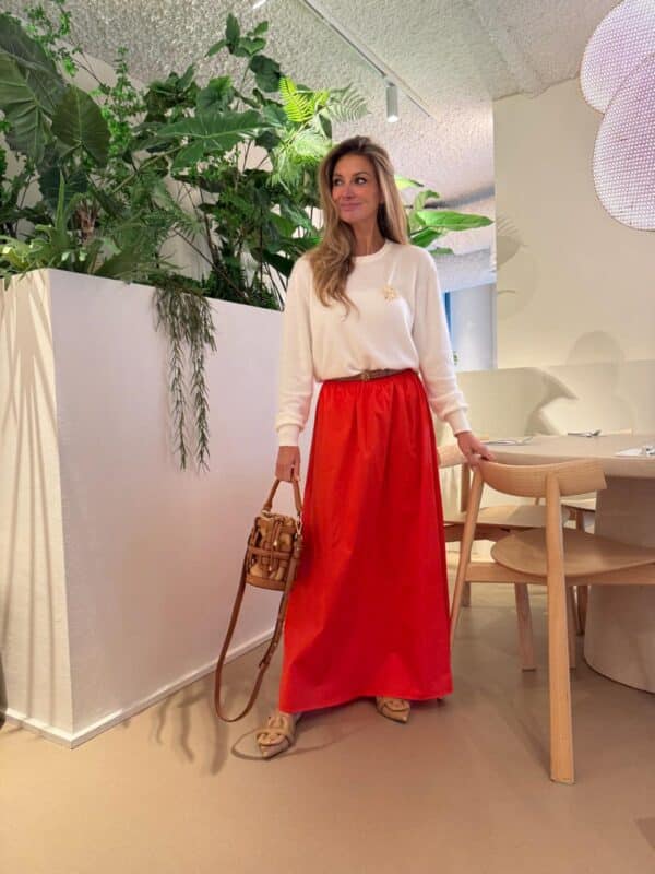 ALEXANDRA - Cotton Long Skirt Orange - Image 3