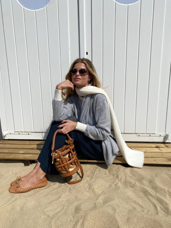 NOVA - Scarf Color Block 2 Colors White & Grey