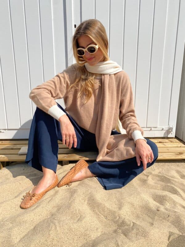 NOVA - Scarf Color Block 2 Colors Camel & White