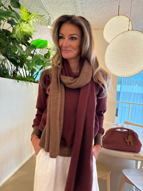 NOVA - Scarf Color Block 2 Colors Bordeaux & Brown