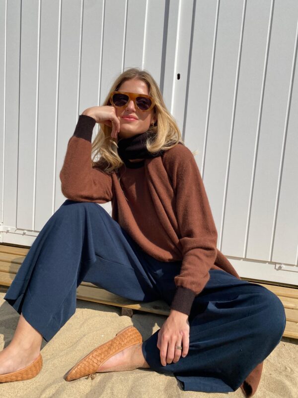 NOVA - Scarf Color Block 2 Colors Brown & Brown