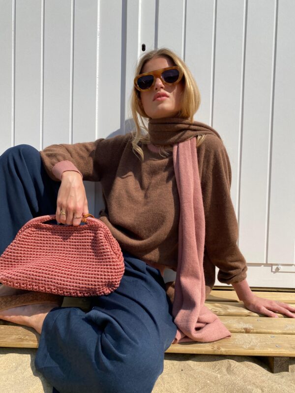 NOVA - Scarf Color Block 2 Colors Pink & Brown