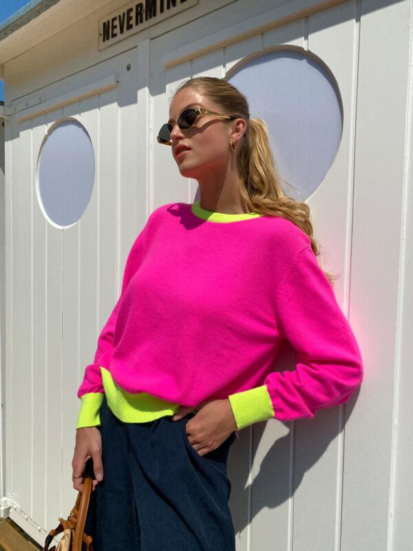 LENA - Knit Top - Color Block - Pink & Yellow