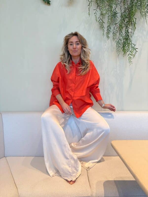 ESMEE - Cotton Blouse with Pocket Orange - Image 2