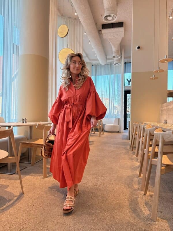 RIO - Dress Puff Sleeve Orange
