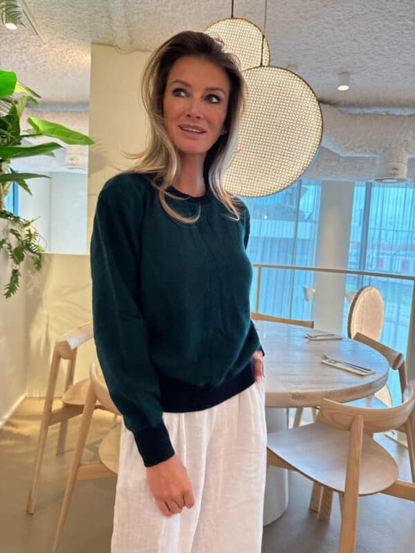 LENA - Knit Top - Color Block - Blue & Navy - Image 2