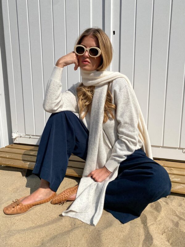 NOVA - Scarf Color Block 2 Colors Grege & White