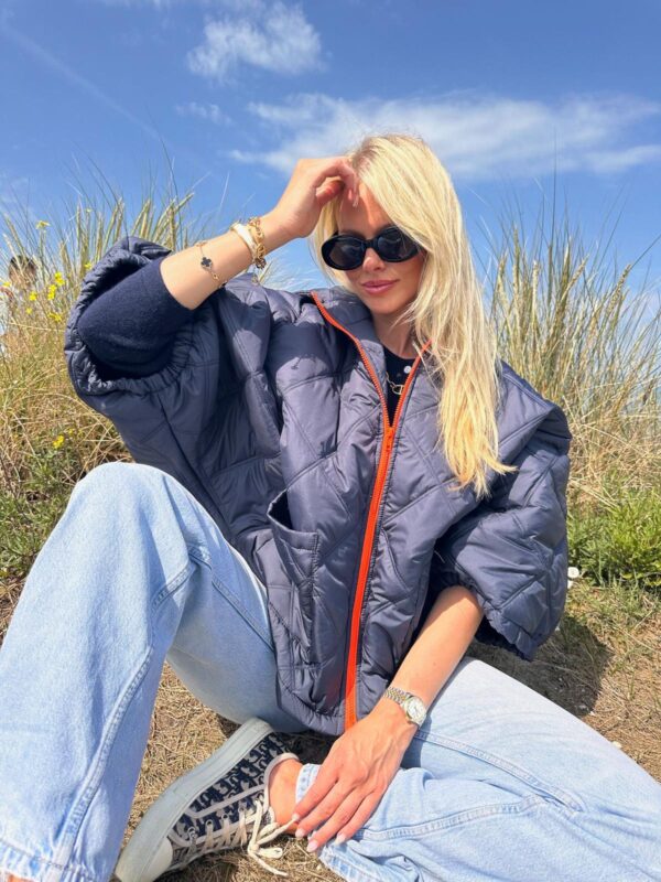 ROSIE - Body Warmer - Navy & Orange Zipper