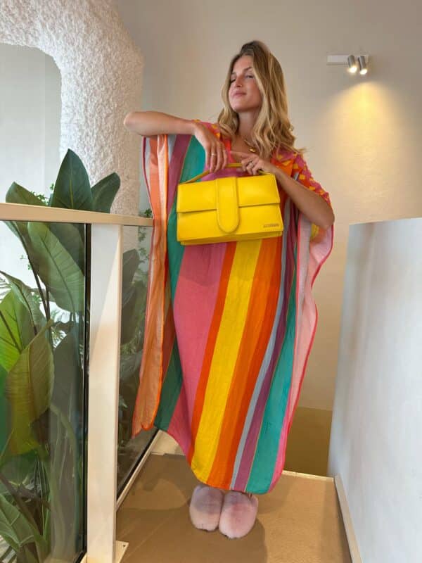 Dress Kaftan Stripe Yellow, Pink & Orange - Image 2