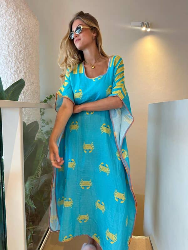 Dress Kaftan Blue & Yellow