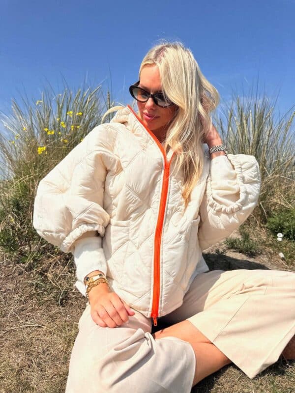 ROSIE - Body Warmer - Beige & Orange Zipper