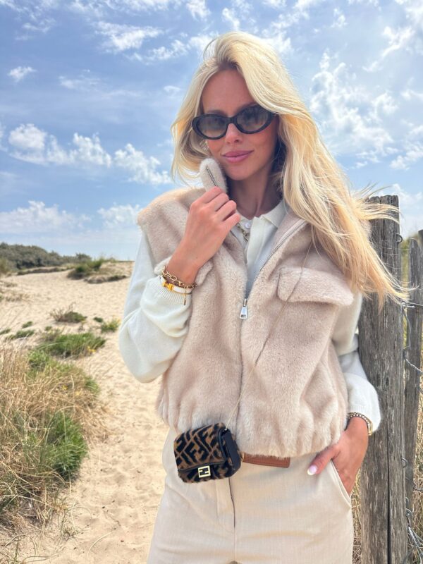 CHICAGO - Faux fur Bodywarmer Beige - PRE ORDER