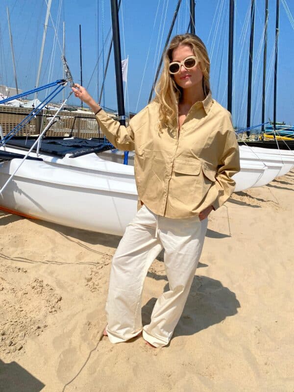 ESMEE - Cotton Blouse with Pocket Warm Beige