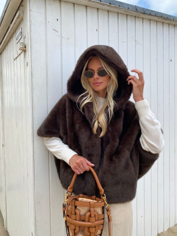 MONACO - Faux Fur Jacket Brown