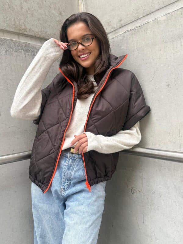 IVY - Body Warmer BESTSELLER - Choco & Orange Zipper
