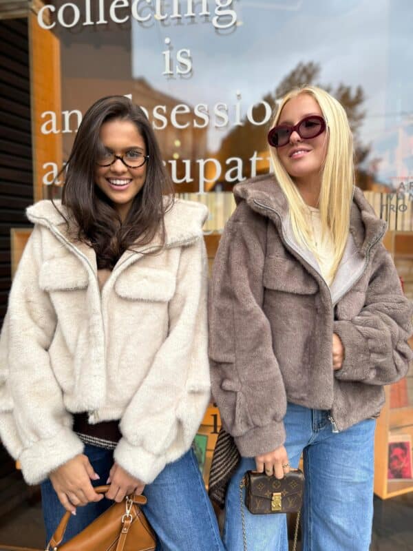 TIRZA - Faux Fur Jacket Ecru