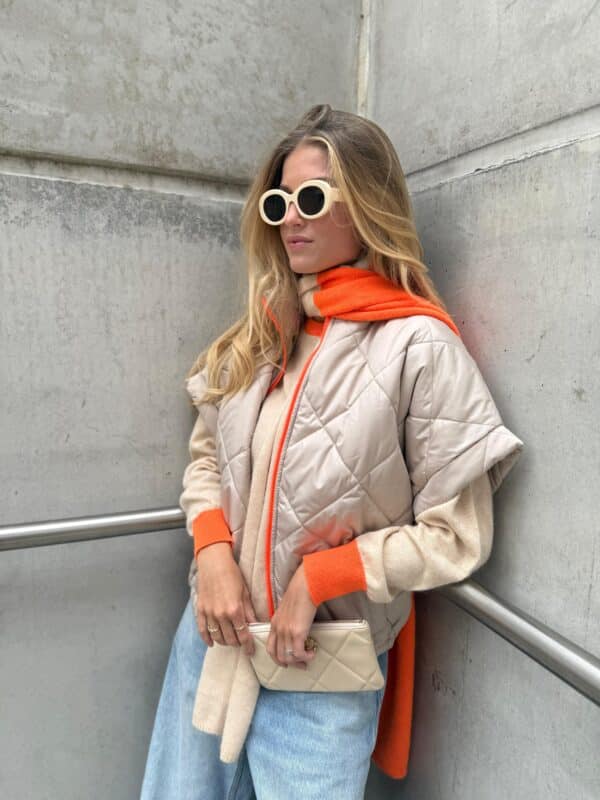 IVY - Body Warmer BESTSELLER -Beigel & Orange Zipper