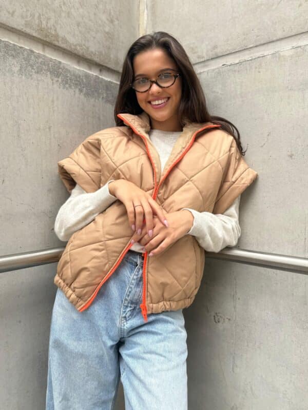 IVY - Body Warmer BESTSELLER - Camel & Orange Zipper