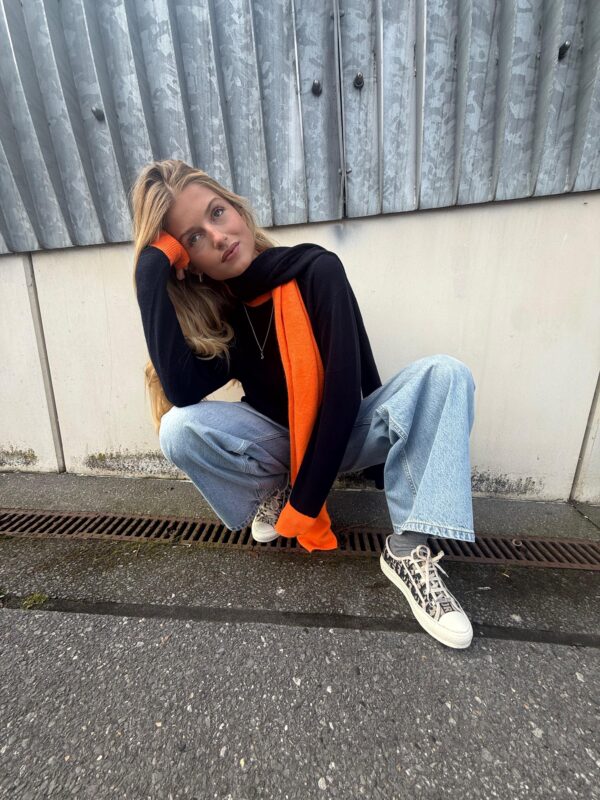 NOVA - Scarf Color Block 2 Colors Navy & Orange