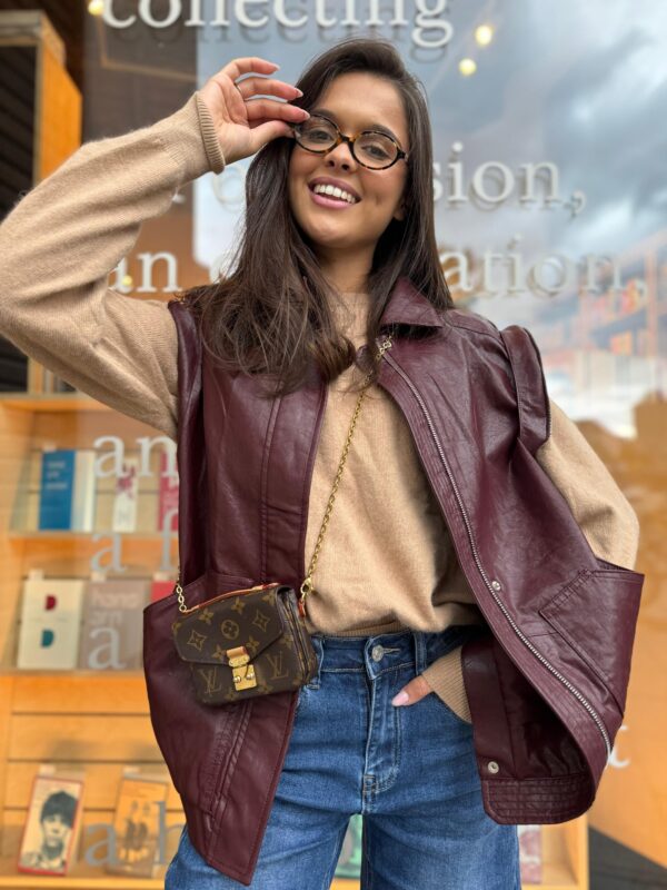 BLANCHE - Leather Jacket Bordeaux - Image 2