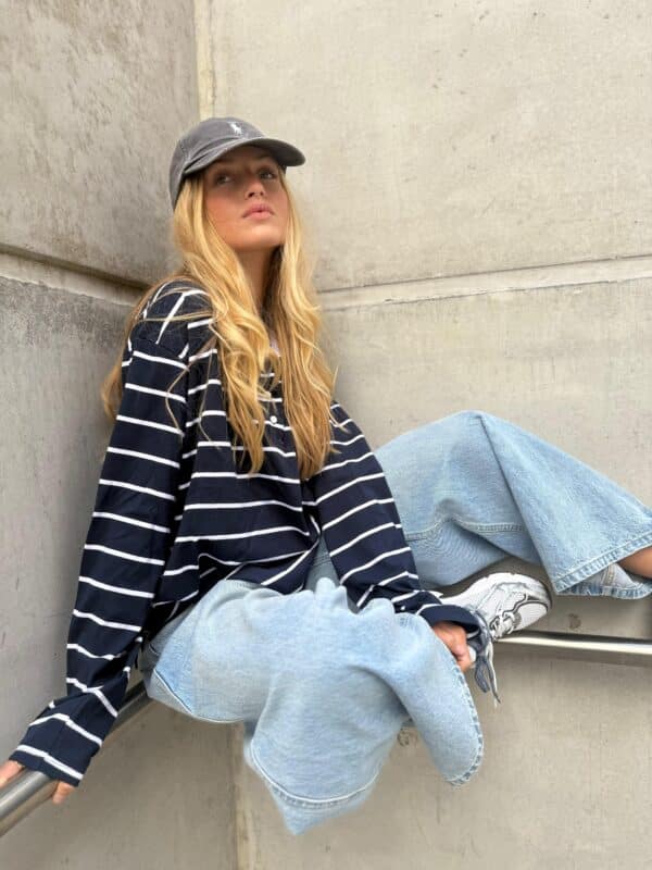 REU - Polo Long Sleeve Stripes Navy
