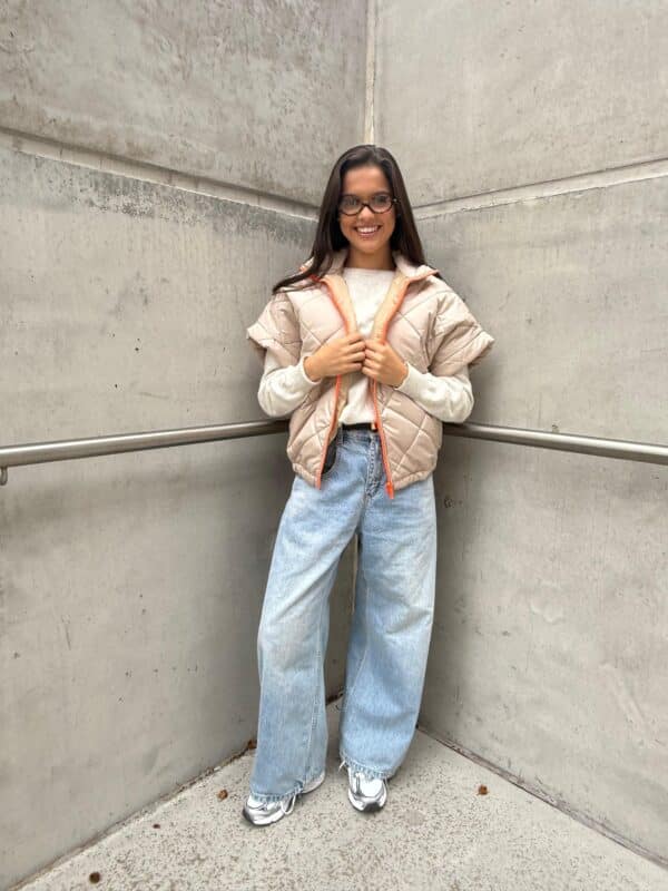 IVY - Body Warmer BESTSELLER -Beige & Orange Zipper - Image 2