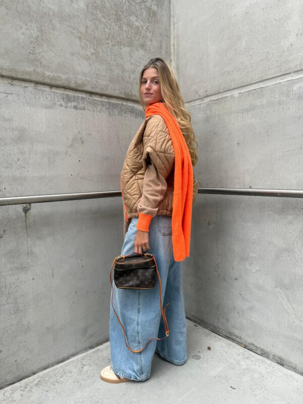 NOVA - Scarf Color Block 2 Colors Camel & Orange