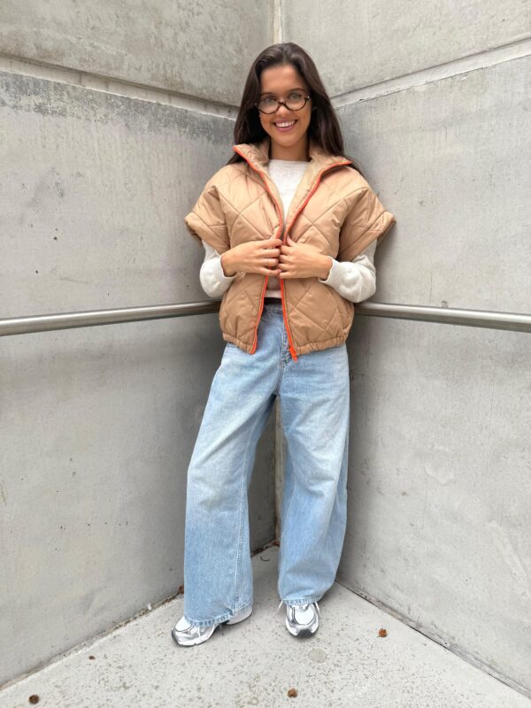 IVY - Body Warmer BESTSELLER - Camel & Orange Zipper - Image 2