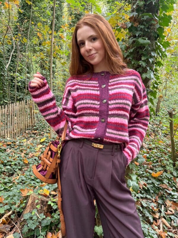 AMBRE - Knit Stripe Pink & Bordeaux