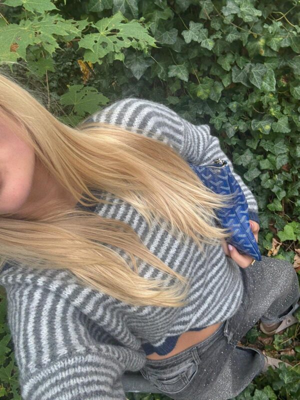 NAOMI - Knit Stripe Grey & White