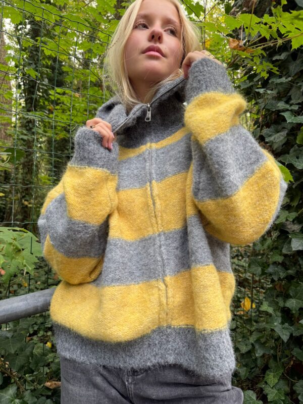 CECILIA - Knit Stripe Yellow & Grey