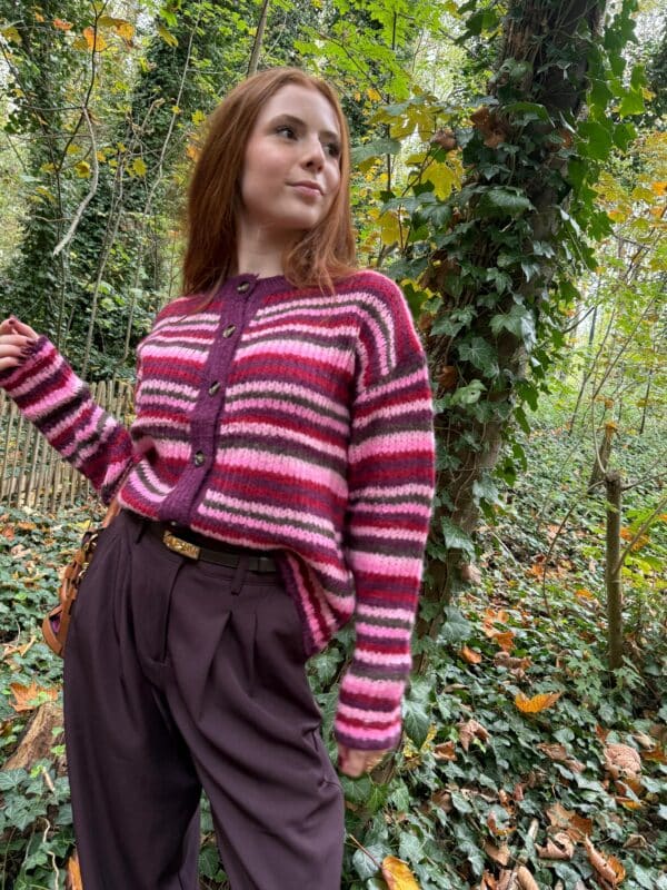 AMBRE - Knit Stripe Pink & Bordeaux - Image 2
