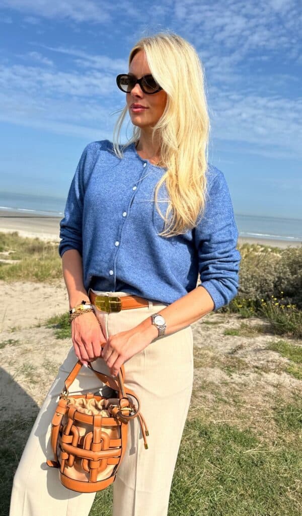 ZIZA - Fine Button Racoon Gilet Jeans Blue - Image 2