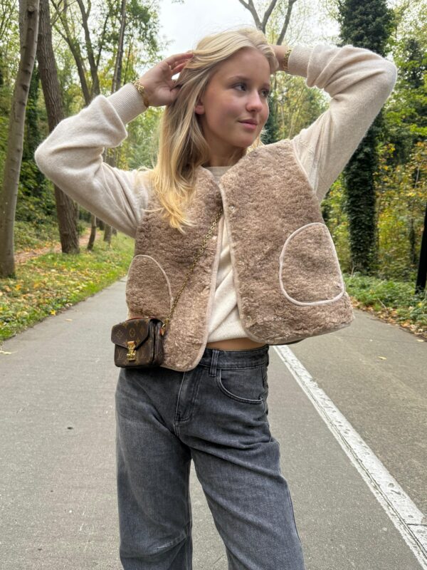 PARIS - Sleeveless Jacket Brown