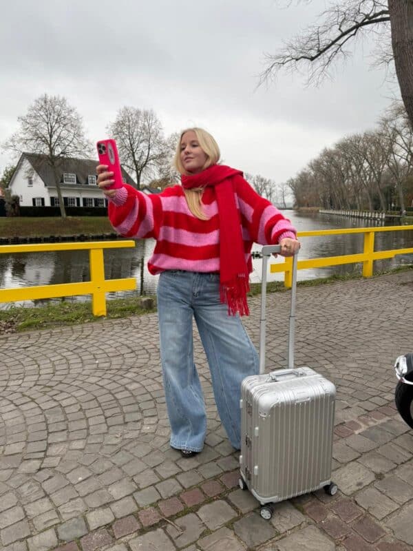 CECE Knit stripe pink & red