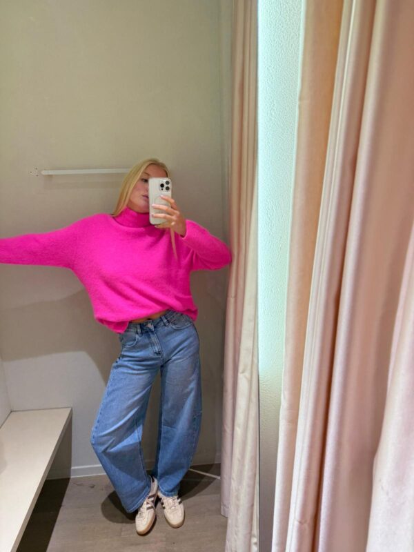 Turtleneck knit - Fluo pink
