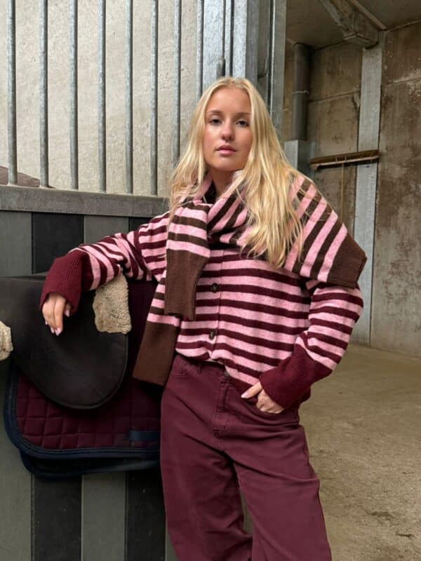 Amber - gilet stripes bordeaux pink