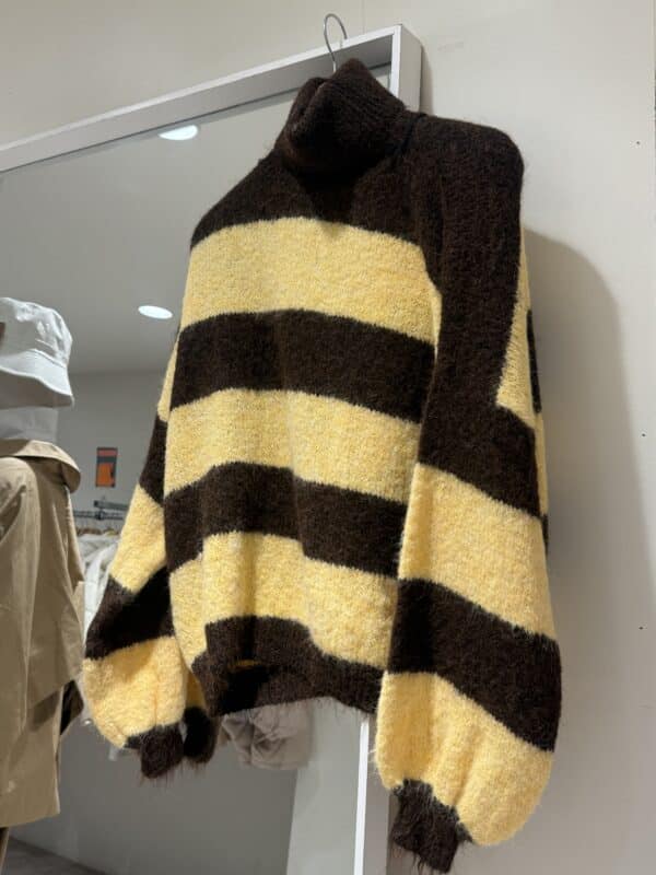 Ceci -  Knit stripe yellow & brown