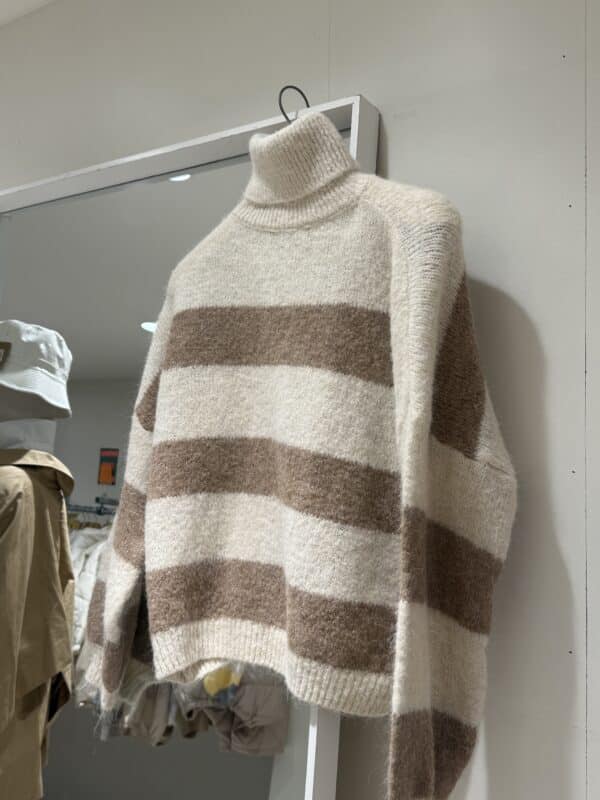 Ceci -  Knit stripe brown & cream