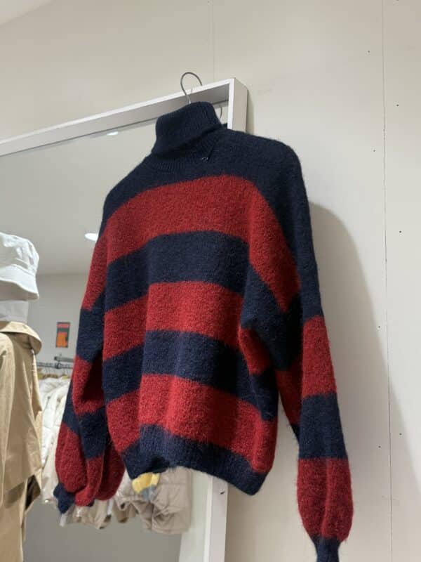 Ceci -  Knit stripe blue & bordeaux