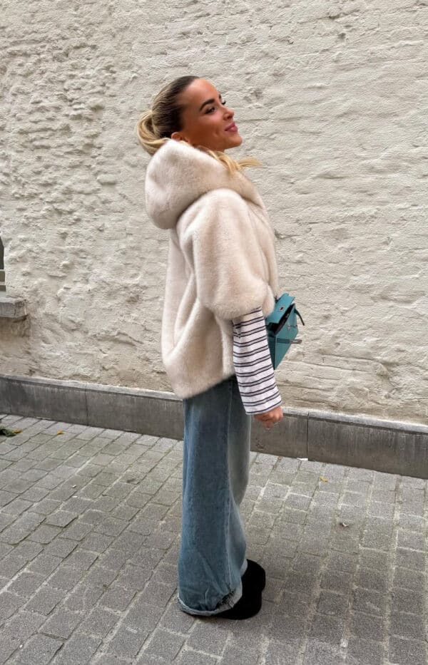 Monaco - Faux Fur Jacket Cream S/M