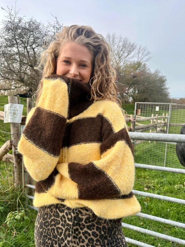 CECILIA - Knit zipper stripe yellow & brown