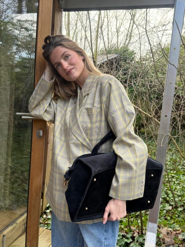 YELLOW CHECK BLAZER - ONE SIZE