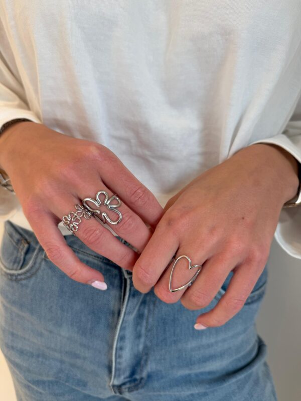 DUBBLE FLOWER RING SILVER