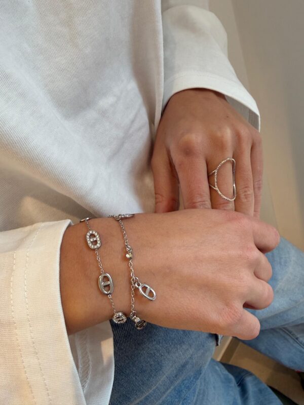 SPARKLE OVAL CHAIN BRACELET SILVER