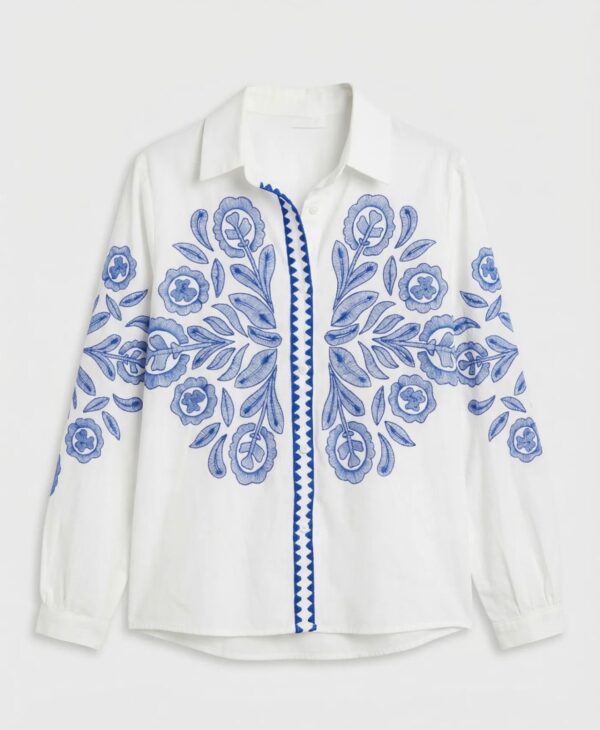 FLORAL AZURE BLOUSE - LARGE