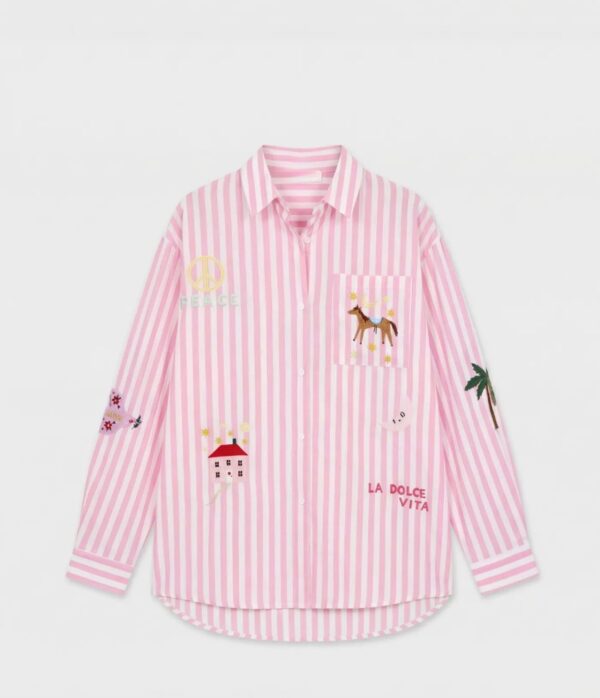 PINK MUSE STRIPE BLOUSE - M/L