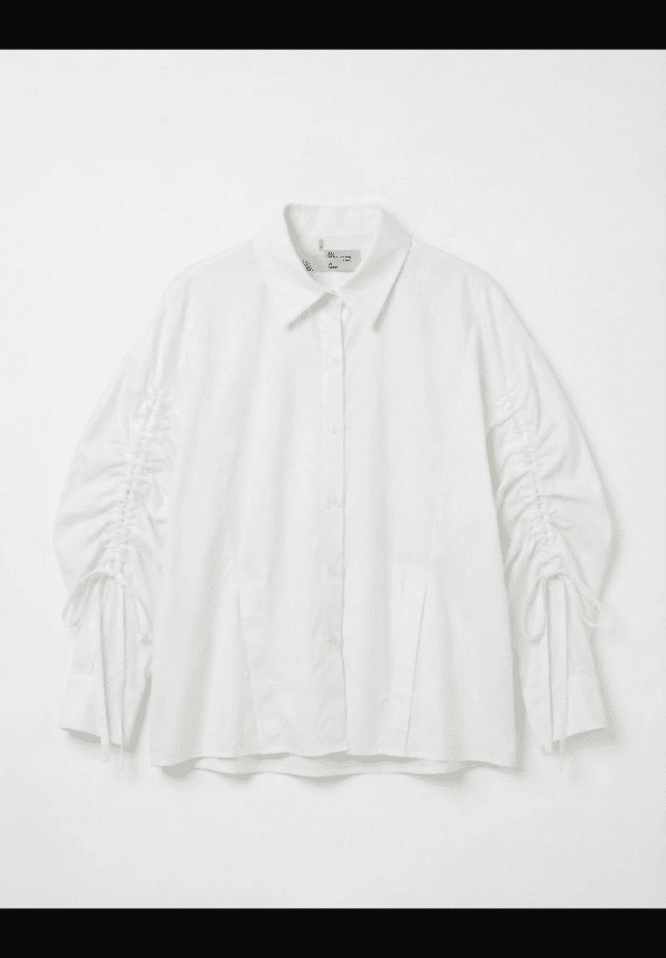 WHITE RUCHE RIBBON BLOUSE - ONE SIZE